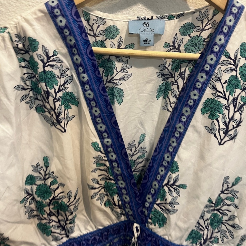 CeCe Blue and White Floral Mini Dress - Picture 4 of 12